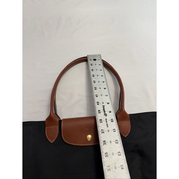 LONGCHAMP Le Pliage Large Foldable Nylon Shoulder Tote Black/Brown - Picture 8 of 15